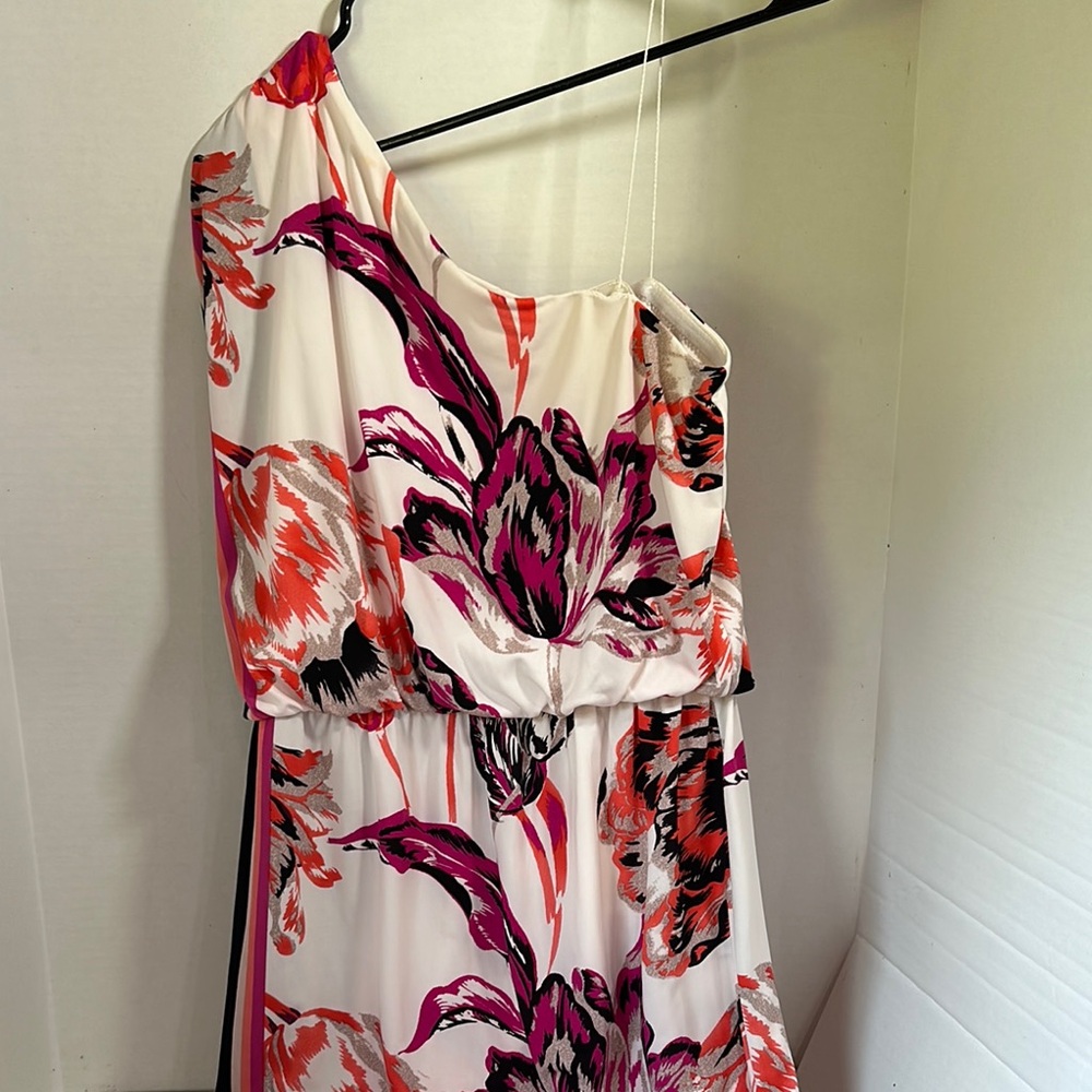 London style floral print one shoulder dress size 8